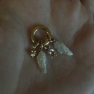 Palm Sunday Angel Wing Pearl Charm